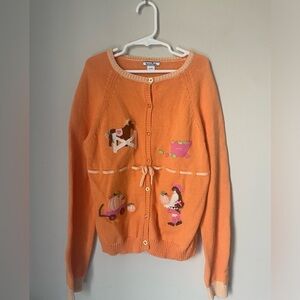 Vintage Hartstrings Fall Fun Scenic Button Down Sweater Size 14 /16